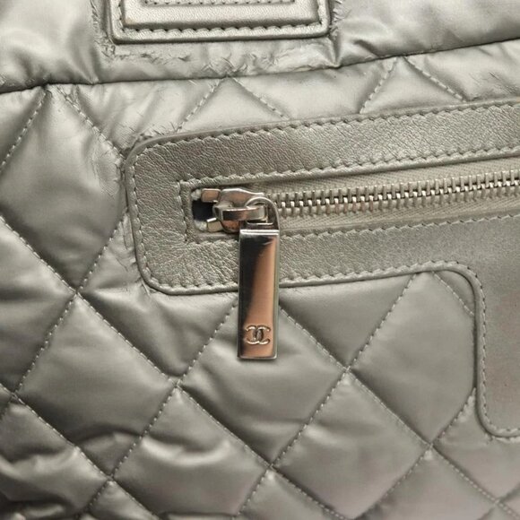 CHANEL Cococoon Tote Bag Nylon Gray Silver CC Auth - Picture 10 of 15